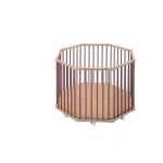 Parc octogonal basile en bois plancher r�glable et roulettes hubride vieux rose