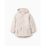 Parka en caoutchouc  capuche et doublure en jersey gris clair