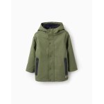 Parka en caoutchouc  capuche et doublure en sherpa vert