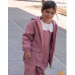 Parka en caoutchouc rembourr�e avec capuche et imprim� floral rose