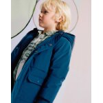 Parka caoutchoute avec capuche et doublure en sherpa bleu fonc