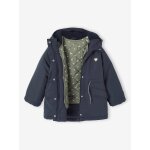 Parka  capuche 3 en 1 fille parka + veste matelasse marine