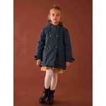 Parka  capuche chic effet peau de pche fille marine