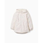 Parka � capuche avec doublure en sherpa et fleurs blanc