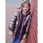 Parka  capuche rversible effet mtallis ou doudoune fille argent