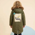 Parka chaude gar�on longue � capuche - rock & peace vert kaki