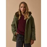 Parka courte doubl�e l�opard - collection junior vert olive