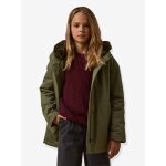 Parka courte fille doubl�e l�opard vert