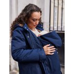 Parka évolutive de grossesse et portage doublée fausse fourrure léopard envie de fraise marine Parka évolutive de grossesse et portage doublée fausse fourrure léopard envie de fraise marine