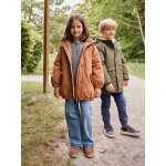 Parka fille  capuche double imitation fourrure camel