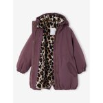 Parka fille � capuche doubl�e imitation fourrure prune