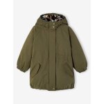 Parka fille � capuche doubl�e imitation fourrure vert fonc�