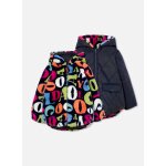 Parka fille r�versible molleton imprim� lettres multicolore