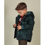 Parka gar�on imprim� rhinoc�ros avec doublure douce vert