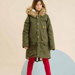Parka longue  capuche 12 - 20 ans rock & peace khaki