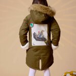 Parka longue � capuche - mod�le mixte rock & peace vert kaki