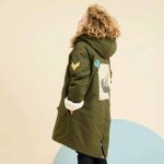 Parka longue  capuche & rock & peace kaki