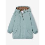 Parka longue fille capuche vert de gris