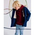 Parka matelasse avec capuche amovible en fourrure bleu fonc