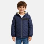 Parka matelass�e zipp�e � capuche bleu marine