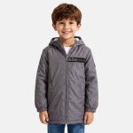 Parka matelass�e zipp�e � capuche gris anthracite