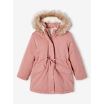 Parka  paillettes glitter fille double fausse fourrure blush