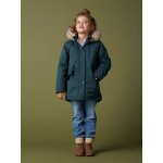 Parka  paillettes glitter fille double fausse fourrure vert meraude