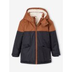 Parka technique � capuche gar�on doubl�e fausse fourrure noisette
