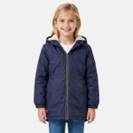 Parka zipp�e � capuche, coupe mi - longue et poches lat�rales bleu marine