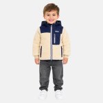 Parka zipp�e � capuche avec poche poitrine marine