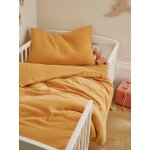 Parure b�b� housse de couette + taie d'oreiller unie en gaze de coton bio * ocre