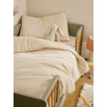Parure bb housse de couette + taie d'oreiller unie en gaze de coton bio * vanille