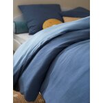 Parure housse de couette enfant et taie d'oreiller en gaze de coton bleu Parure housse de couette enfant et taie d'oreiller en gaze de coton bleu