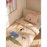 Parure enfant housse de couette et taie d'oreiller copains animaux blanc imprim�