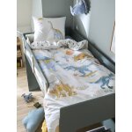 Parure housse de couette enfant et taie d'oreiller jurassic camp blanc imprim
