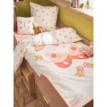 Parure fourre de duvet et taie d'oreiller envolee avec coton recycl� rose imprim�