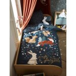 Parure housse de couette enfant et taie d'oreiller brocliande, avec coton recycl vert imprim