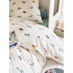 Parure housse de couette enfant et taie oreiller chantier multicolore