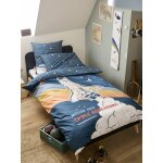 Parure housse de couette enfant et taie d'oreiller avec coton recycl space adventure multicolore
