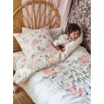 Parure housse de couette enfant et taie d'oreiller eau de rose cru / rose