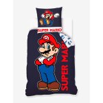 Parure housse de couette enfant et taie d'oreiller super mario marine