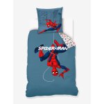 Parure housse de couette enfant et taie d'oreiller marvel spiderman bleu gris�