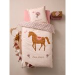 Parure housse de couette + taie d'oreiller arizona dream, avec coton recyclé blanc imprimé Parure housse de couette + taie d'oreiller arizona dream, avec coton recyclé blanc imprimé