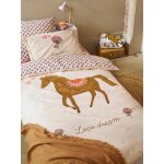 Parure housse de couette + taie d'oreiller arizona dream, avec coton recycl� blanc imprim�