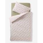 Parure housse de couette + taie d'oreiller bébé cherry beige imprimé Parure housse de couette + taie d'oreiller bébé cherry beige imprimé