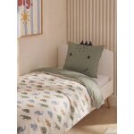 Parure housse de couette et taie d'oreiller blanc imprim�