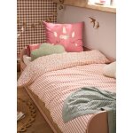 Parure housse de couette et taie d'oreiller corail