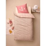 Parure housse de couette et taie d'oreiller corail