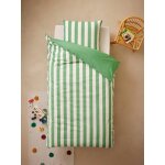 Parure housse de couette et taie d'oreiller avec coton recycl� transat ray� vert