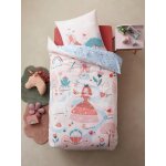 Parure housse de couette + taie d'oreiller enfant abc princesse mauve